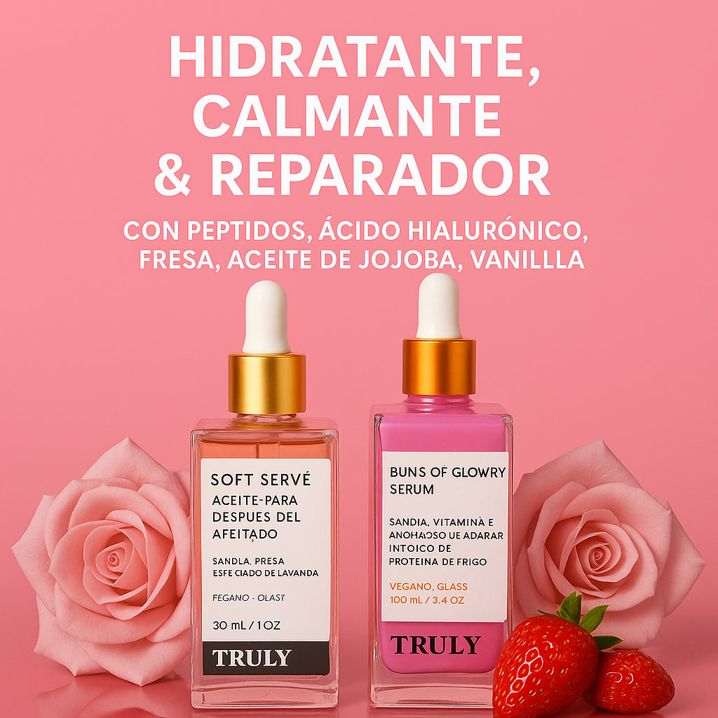 COMBO PARA TU FLOR 🌸ACEITE  TRULY SOFT SERVE  Y CREMA BUNS OF GLOWRY‼️