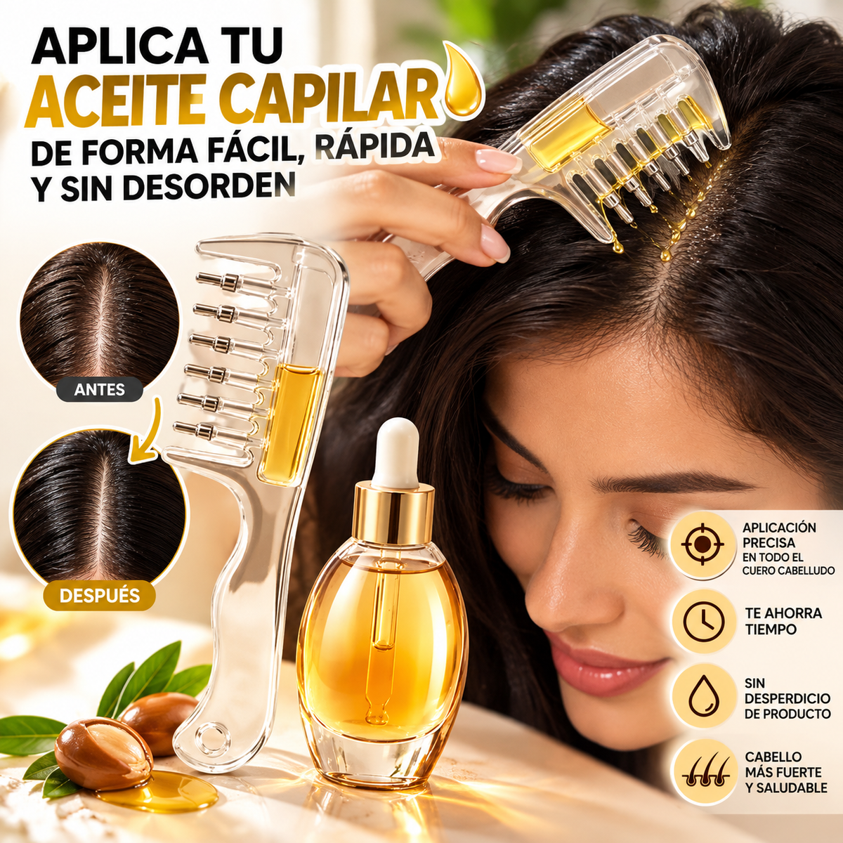 CEPIFICADOR+ACEITE🪮❤️| AHORRA TIEMPO Y APLICA EL ACEITE EN TODO EL CUERO CABELLUDO👸✅‼️