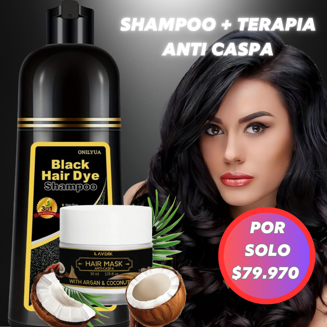 SHAMPOO CON TINTE NEGRO ✒️  ~ DEJA ATRAS LAS CANAS Y LOS TINTES ‼️~ GRATIS TRATAMIENTO ANTI CASPA 🔥