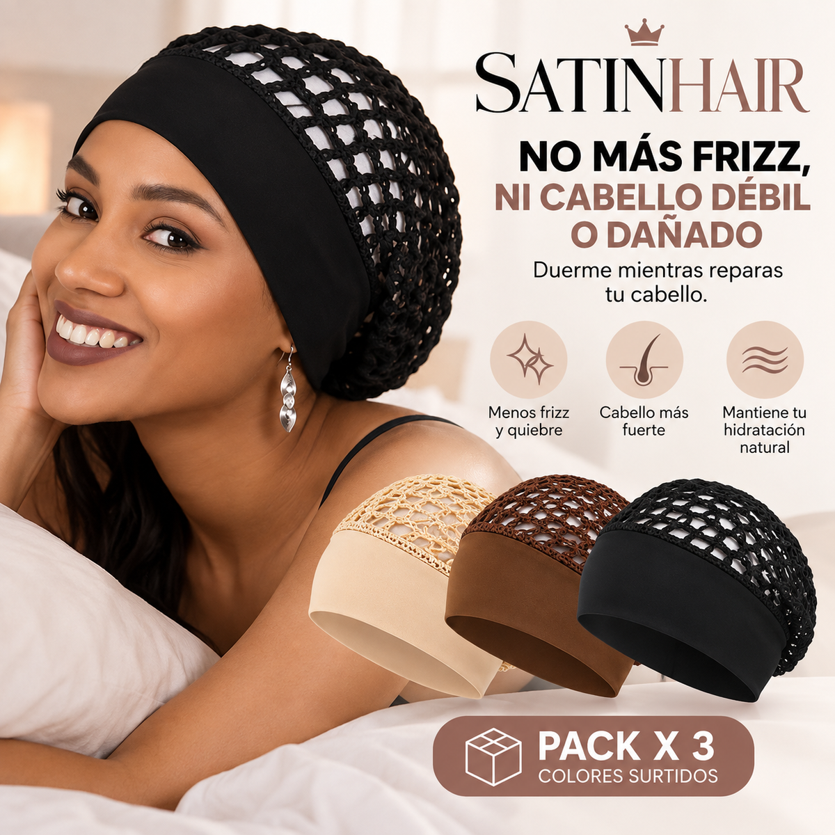 SATINHAIR🪮👸| NO MAS FRIZZ, NI CABELLO DEBIL O DAÑADO🚫, DUERME MIENTRAS REPARAS TU CABELLO✅❤️