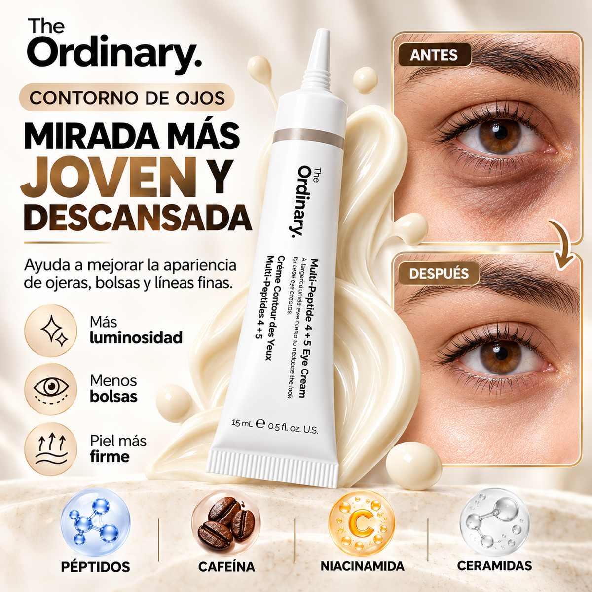 ORDINARY👁️|NO ESTAS VIEJA🚫, SOLO TIENES OJERAS NI LINEAS DE EXPRESION, ELIMINALAS HOY MISMO ✅