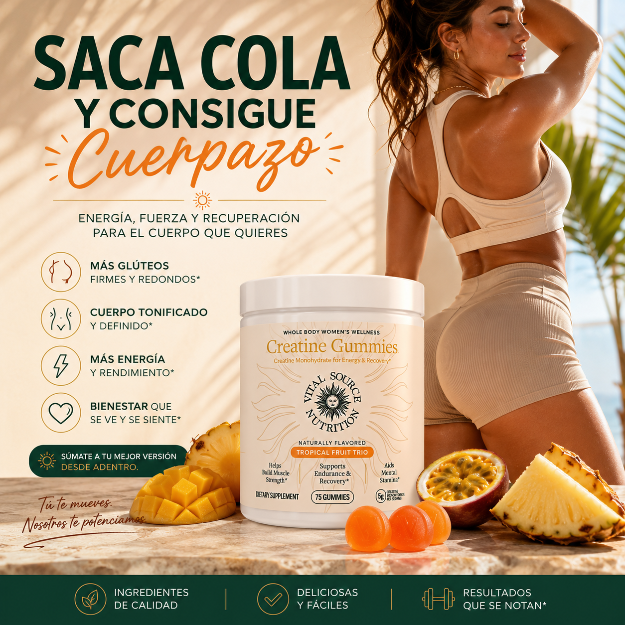 CREATINA EN GOMAS🍑~NUNCA SERAS UNA TABLA OTRA VEZ‼️😍